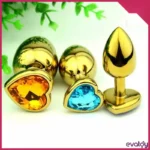 Evatoy 3’lü Kalp Şekilli Gold (Altın) Renk Anal Plug